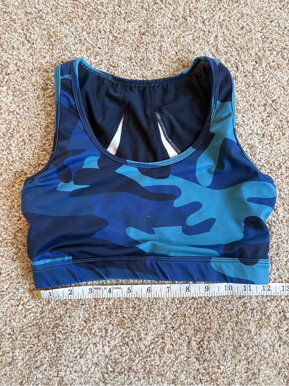 Blue Camo High-Impact Sports Bra with Wide Support Band